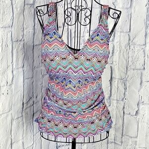 PROFILE BY GOTTEX Multicolored Bathing Suit Top 34E